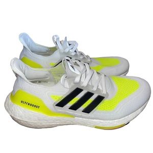 Adidas Mens UltraBoost 2021 Core White Solar Yellow Size 8 Running Shoes